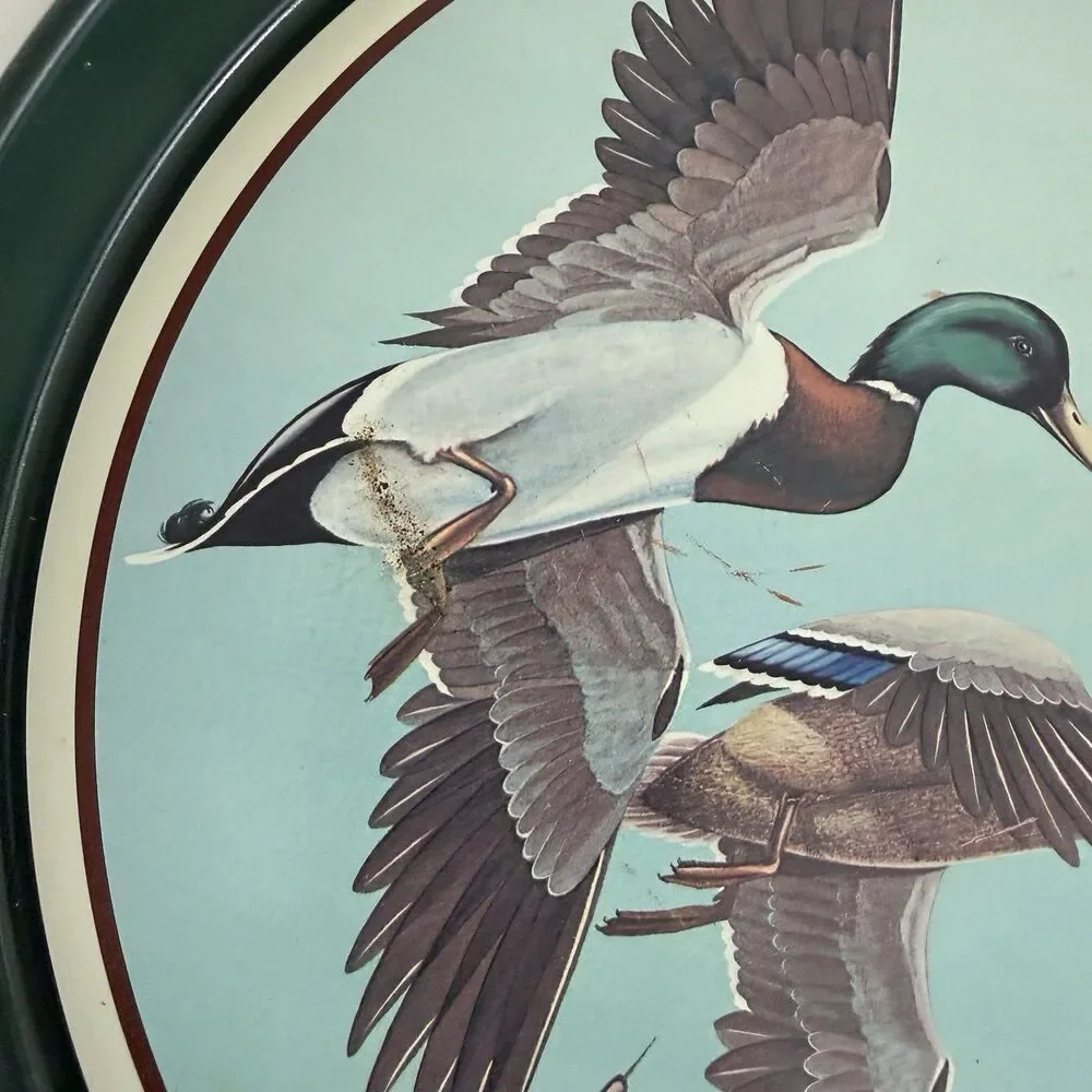 Vtg Avon Mallards in Flight Chesapeake Collection Metal Serving Tray Barware 12